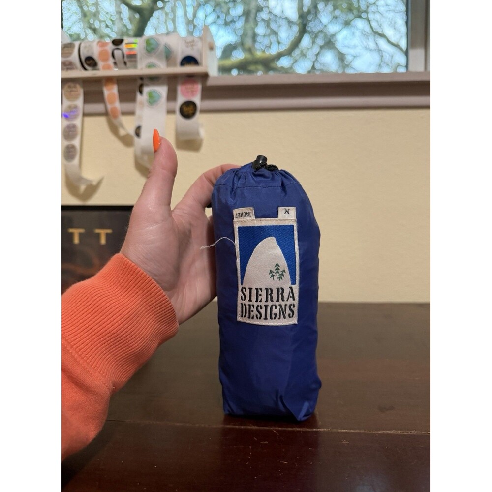 Vintage 1990’s Sierra Designs Jacket In A Bag Size Medium Windbreaker Blue
